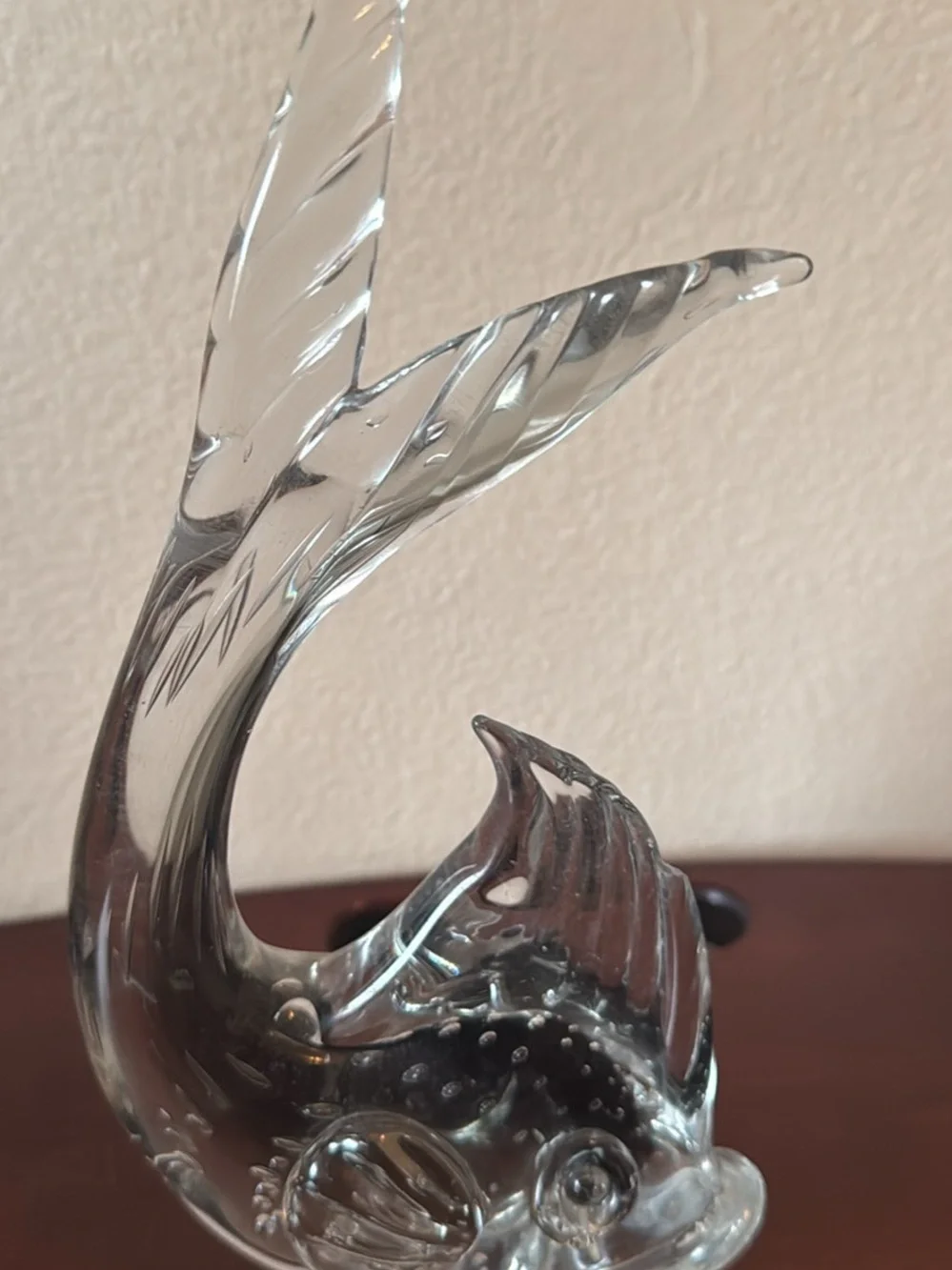 Murano Clear Glass Fish Ornament - Decorative Aquarium Accent